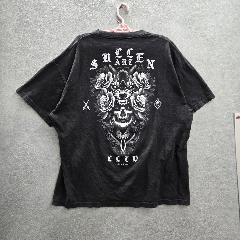 Sullen Art Collective Men Shirt 2X-LARGE Black Graphic Skull Roses Grunge Y2K